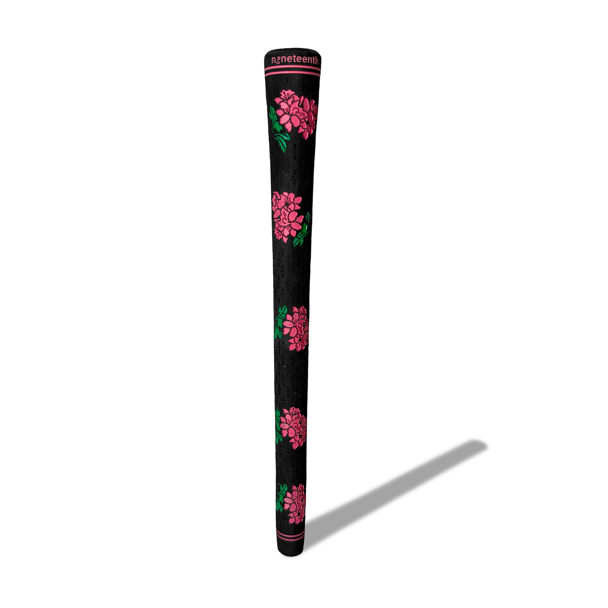 Blooms and Birdies black flower golf grip detail